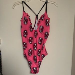 Eye One-piece Bathing Suit pink